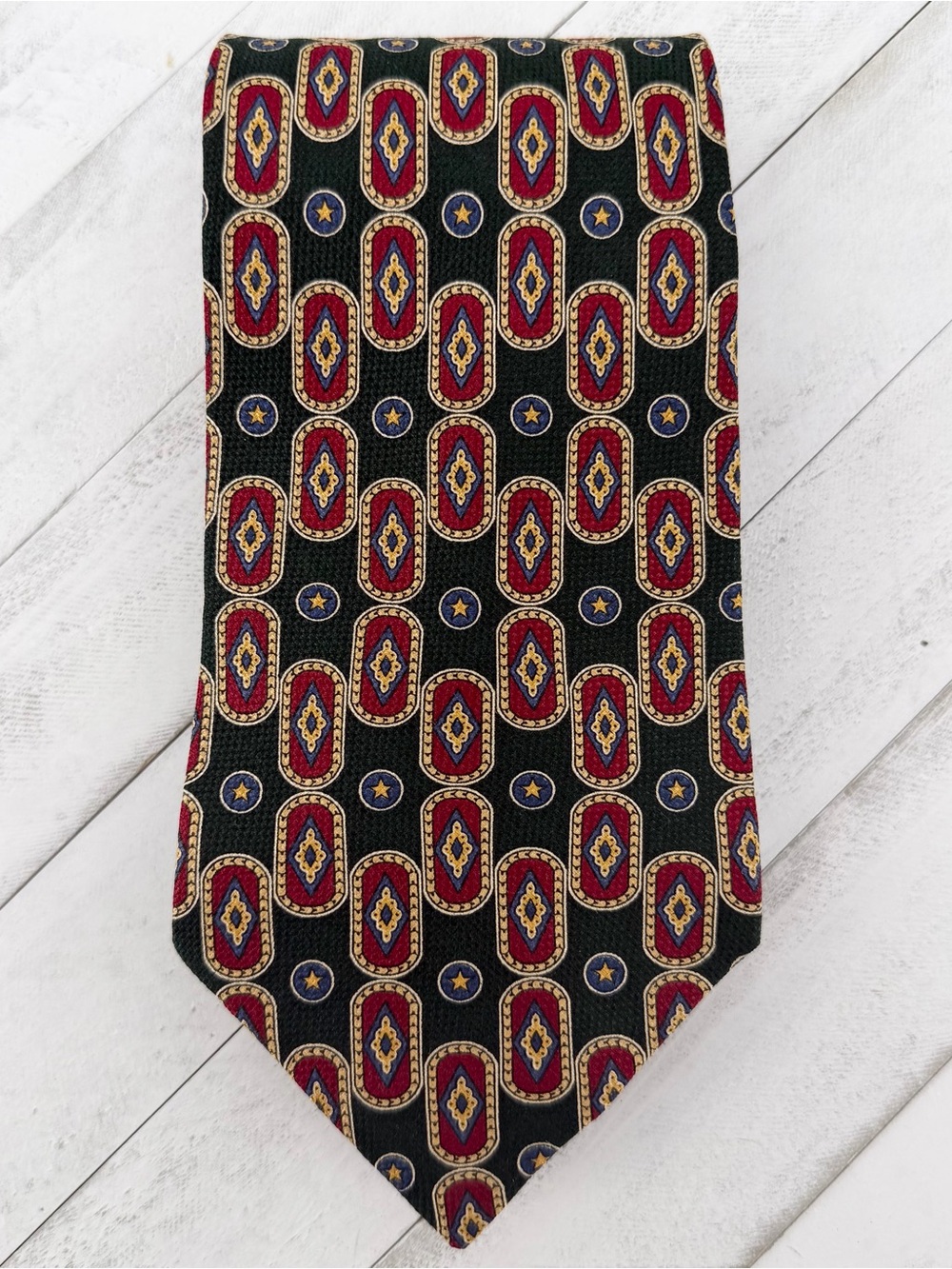 VTG Tommy Hilfiger Two Sided Silk Tie WPL 2831 Dark Academia Ivy Prep Yuppie USA